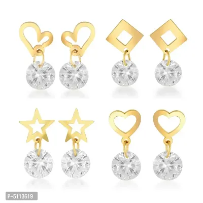 Stylish Alloy Gold Plated Drop Earring Combo set for Women ( Pack of- 4 Pair Earrings)