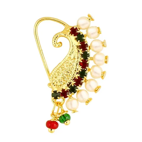 Traditional Gold Plated Pearl Nose Ring