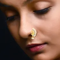 Traditional Wearing Gold Plated,Pearl With CZ,Pressing Nose Ring (Press)-thumb2