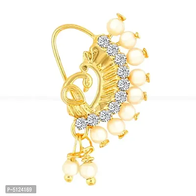 Traditional Wearing Gold Plated,Pearl With CZ,Tar Nose Ring (Tar)-thumb2