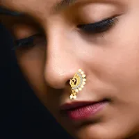 Traditional Wearing Gold Plated,Pearl With CZ,Tar Nose Ring (Tar)-thumb2