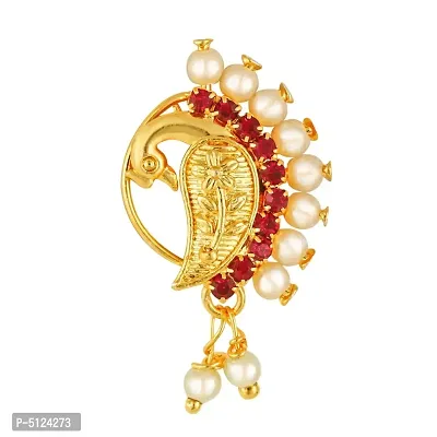 Traditional Wearing Gold Plated,Pearl With CZ,Pressing Nose Ring (Press)-thumb0