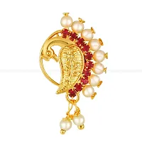 Traditional Wearing Gold Plated,Pearl With CZ,Pressing Nose Ring (Press)-thumb1