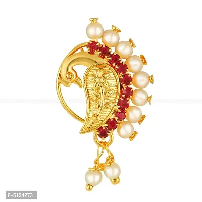 Traditional Wearing Gold Plated,Pearl With CZ,Pressing Nose Ring (Press)-thumb2