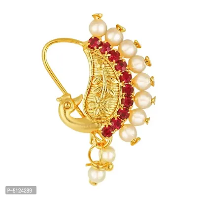 Traditional Wearing Gold Plated,Pearl With CZ,Tar Nose Ring (Tar)-thumb0