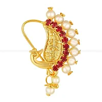 Traditional Wearing Gold Plated,Pearl With CZ,Tar Nose Ring (Tar)-thumb1
