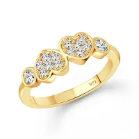 Couple Heart (CZ) Gold Plated Ring with Scented Velvet Rose Ring Box for women and girls and your Valentine. Alloy Cubic Zirconia Gold Plated Ring-thumb1