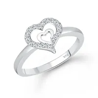 Glory Charming Heart Rhodium Plated (CZ) Ring with Scented Velvet Rose Ring Box for women and girls and your Valentine. Alloy Cubic Zirconia Rhodium Plated Ring-thumb1