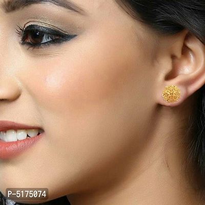 Traditional South Screw Back Alloy Gold and Micron Plated Round Earring Alloy Stud Earring-thumb2