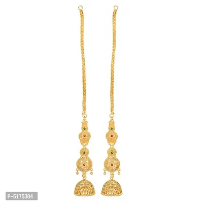 Traditional Wdding and Party wear South Screw back alloy 1 gm Gold Plated Kanchain Jhumki Earring for Women and Girls Alloy Jhumki Earring-thumb2