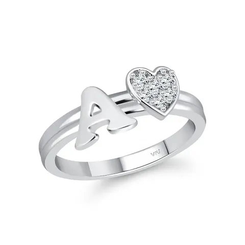 Silver plated Initial Letter with heart ring