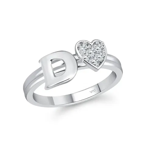 alloy plated Valentine collection Initial ''D'' Letter with heart ring alphabet collection for women and Girls Alloy Cubic Zirconia Plated Ring