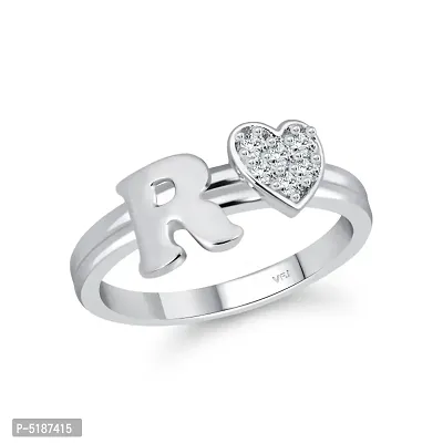 CZ alloy Gold plated Valentine collection Initial '' R '' Letter with heart ring alphabet collection for women and Girls