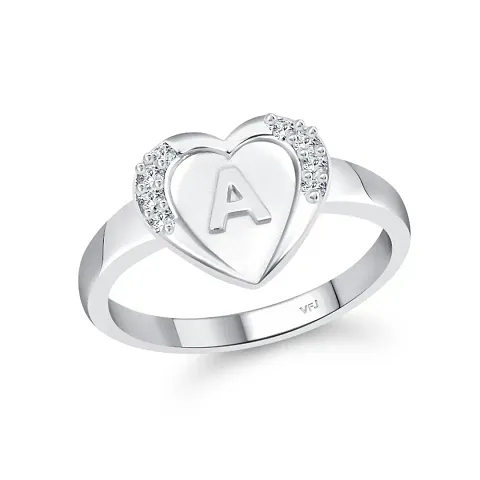 cz alloy plated Valentine collection Initial '' A '' Letter in heart ring alphabet collection for women and Girls