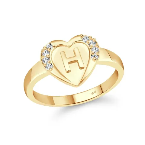 Gold Plated Initial Letter With Heart Ring