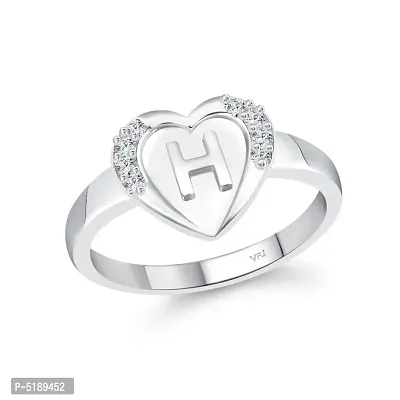 cz alloy Rhodium plated Valentine collection Initial '' H '' Letter in heart ring alphabet collection for women and Girls