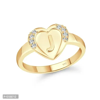 cz alloy Gold plated Valentine collection Initial '' J '' Letter in heart ring alphabet collection for women and Girls-thumb0