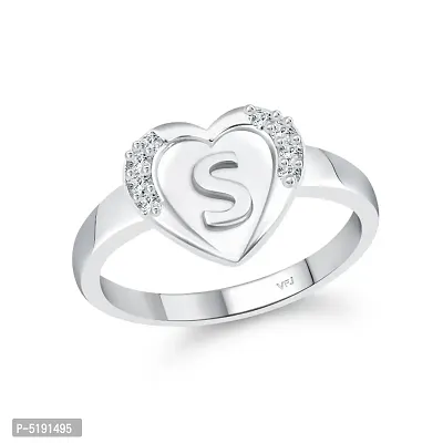 Trendy Alloy Silver plated Valentine collection Initial '' S '' Letter in heart ring alphabet for women
