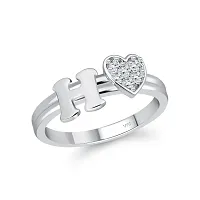 cz alloy Rhodium plated Valentine collection Initial '' H '' Letter with heart ring alphabet collection  with Scented Velvet Rose Ring Box for women and girls and your Valentine.-thumb1