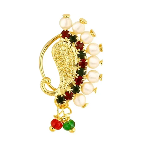 Traditional Gold Plated Pearl Nose Ring