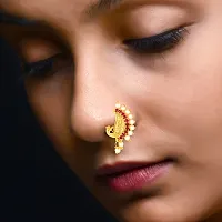 Trendy Gold Plated with Peals Alloy Maharashtrian Nath Nathiya./ Nose Pin for women-thumb2