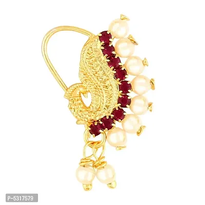 Trendy Gold Plated with Peals Alloy Maharashtrian Nath Nathiya./ Nose Pin for women