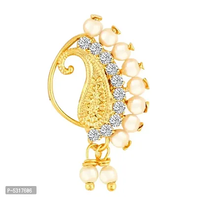 Gold Plated with Peals Alloy Maharashtrian Nath Nathiya./ Nose Pin for women-thumb0