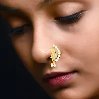 Gold Plated with Peals Alloy Maharashtrian Nath Nathiya./ Nose Pin for women-thumb1