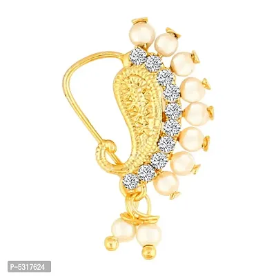 Gold Plated with Peals Alloy Maharashtrian Nath Nathiya./ Nose Pin for women
