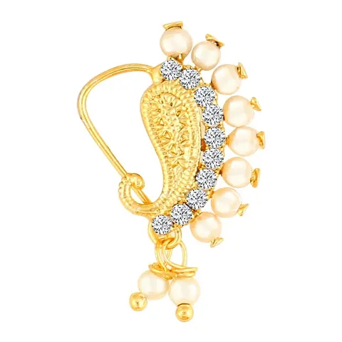 Plated with Peals Alloy Maharashtrian Nath Nathiya./ Nose Pin for women