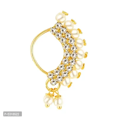 Trendy Gold Plated with Peals Alloy Maharashtrian Nath Nathiya./ Nose Pin for women