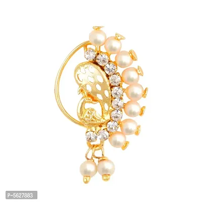 Golden Gold Plated AD Studded Multiple Half Moon Designed Nath/Nose Ring,  God at Rs 149/piece in Ghaziabad