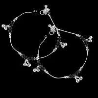 Vighnaharta Traditional White Metal Anklets Payal Pair for Women Girls-thumb1