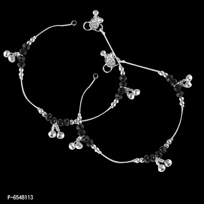 Vighnaharta Traditional White Metal Anklets Payal Pair for Women Girls-thumb2