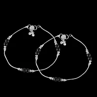 Vighnaharta Traditional White Metal Anklets Payal Pair for Women Girls-thumb2