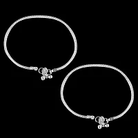 Vighnaharta Traditional White Metal Anklets Payal Pair for Women Girls-thumb1