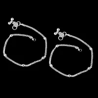 Vighnaharta Traditional White Metal Anklets Payal Pair for Women Girls-thumb1