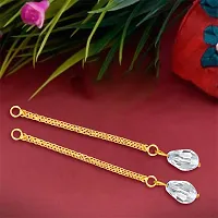 Traditional wear 1 Gram Gold Plated Removable CZ Crystal Chain Drop Earring for Women and Girls (Pack of- 2 Pair Drop Latkan without Earring)-thumb1