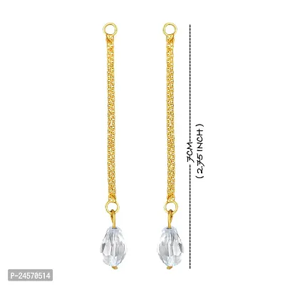 Traditional wear 1 Gram Gold Plated Removable CZ Crystal Chain Drop Earring for Women and Girls (Pack of- 2 Pair Drop Latkan without Earring)-thumb3