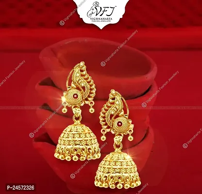 Earrings Jhumka Gold Jhumka  Design Screw back alloy 1 Gram Gold Plated Jhumka Earring for Women and Girls