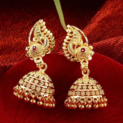 Trendy Designer Alloy Gold Plated Jhumka Earrings