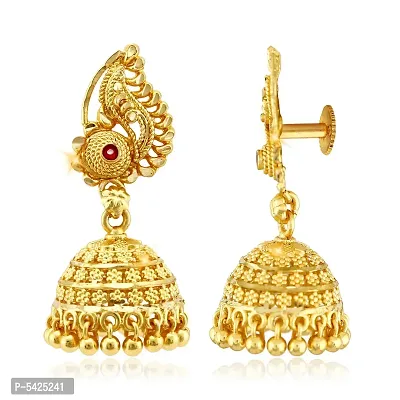 Traditional Gold  Micron Plated Jhumki Earrings For Women-thumb3
