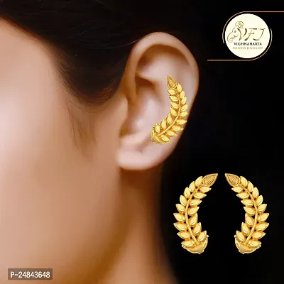 Earring Stud Vighnaharta Traditional wear Stylish Fancy Leaf Design Indian Culture wear Push Back alloy 1Gram Gold Plated Earring, Leaf Earring for Women and Girls -(Sales Package- 1 Pair Earring)