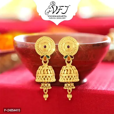 Earring Earrings Jhumki Jhumkas Vighnaharta Allure Charming bollywood Screw back alloy Gold Plated Jhumki Earring for Women and Girls