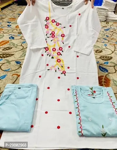 Fancy Cotton Kurta Bottom Set For Women