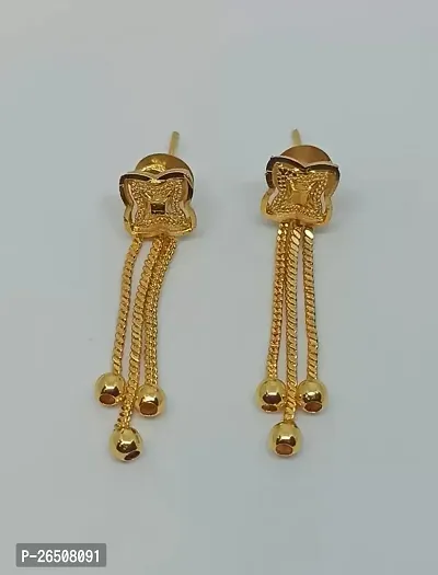 Stylish Golden Brass Earrings For Women-thumb0