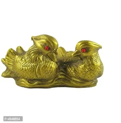 Polyresin Feng Shui Mandarin Duck Showpiece (Brass Color, 6 cm x 7 cm x 5 cm,