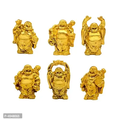 Feng Shui Laughing Buddha Set of 6 for Money, Good Luck, Health, Happiness | Business | Children's Room | Living Room-thumb0