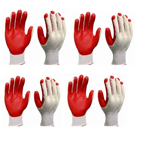 Latex Coated Palm, Slip Resistant, Knit Work Glove, Grip, Small, white, orange set of 4