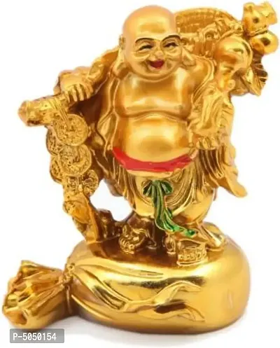 Feng Shui Happy Man for Office-Desk, Table Decor, Home, shop and Car Dashboard - Laughing Buddha For Health, Wealth & ProsperityDecorative Showpiece - 7 cm  (Polyresin, Multicolor)